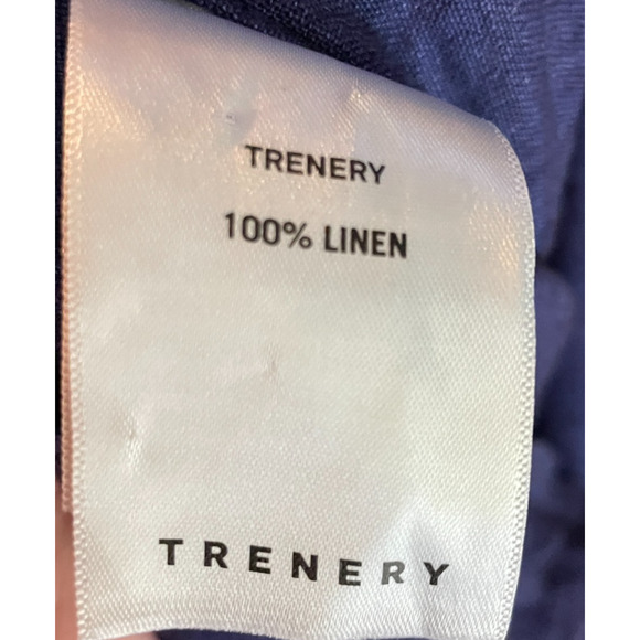 Women's Medium Trenery Navy Blue 100% French Linen Button Down Shirt - Picture 5 of 6